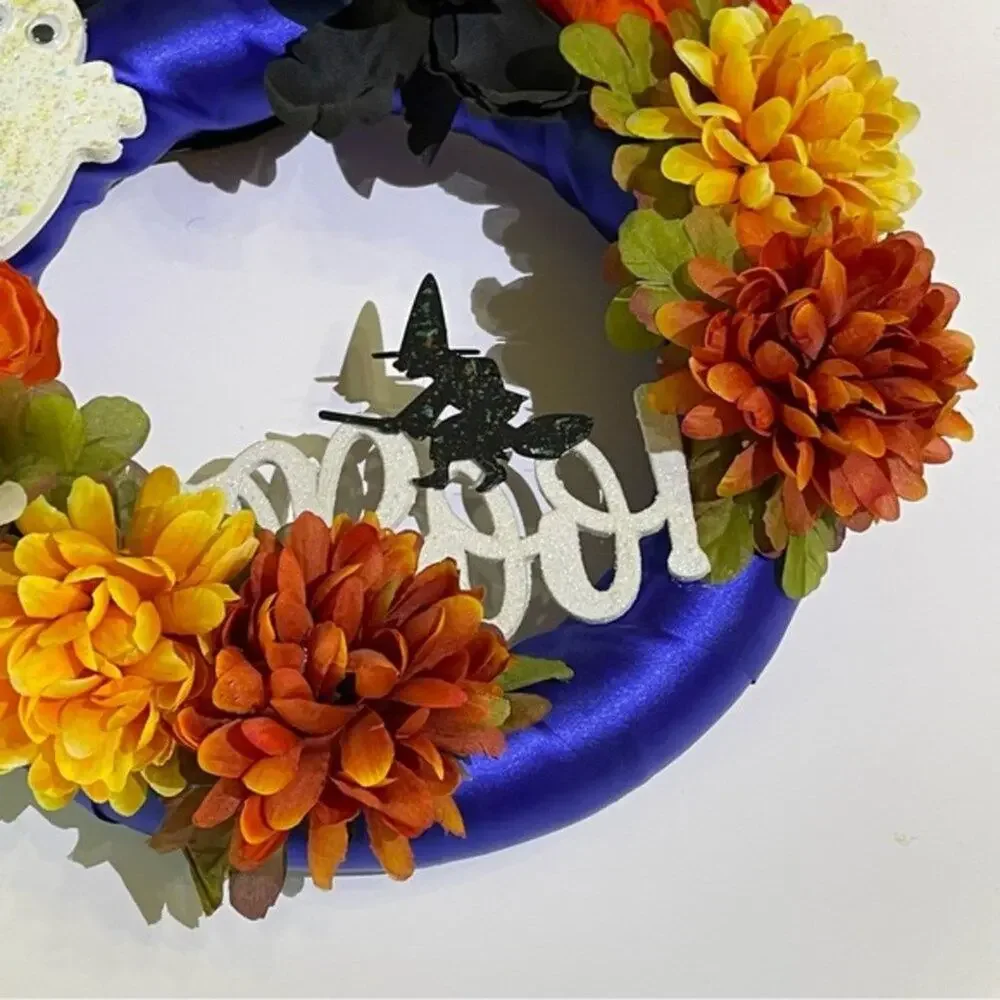 Handcrafted Royal Blue Halloween Witch Wreath